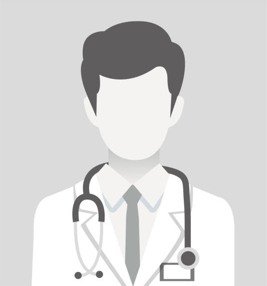 Default placeholder doctor portrait photo avatar on gray background. greyscale healthcare professional Avatar, health worker icon, male profile picture for unknown or anonymous individuals.